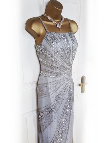 APART IMPRESSIONS Silver Sequin Embellished Sunburst Dress, size 10 - VGC - Picture 2 of 8