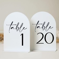 HOODO 1-20 White Arch Acrylic Wedding Table Numbers w/Stands 5"x7"