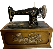 Vintage Sewing Storage Box Wood Replica Singer Machine Antique Model Nostalgia