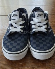 Vans Off The Wall Authentic Checkered Navy On Gray Youth Size 3.5 Checker Shoes