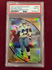 Michael Irvin 1997 Stadium Club Bowman's Best Previews Refractor PSA 8 NM-Mint