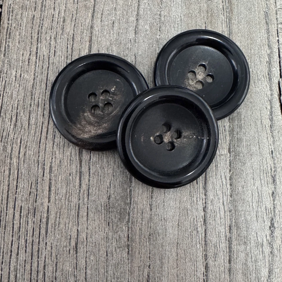 10 Stück Horn Knöpfe schwarz braun flach 4Loch in 15mm, 20mm, 22mm oder 25mm - Bild 4 von 4