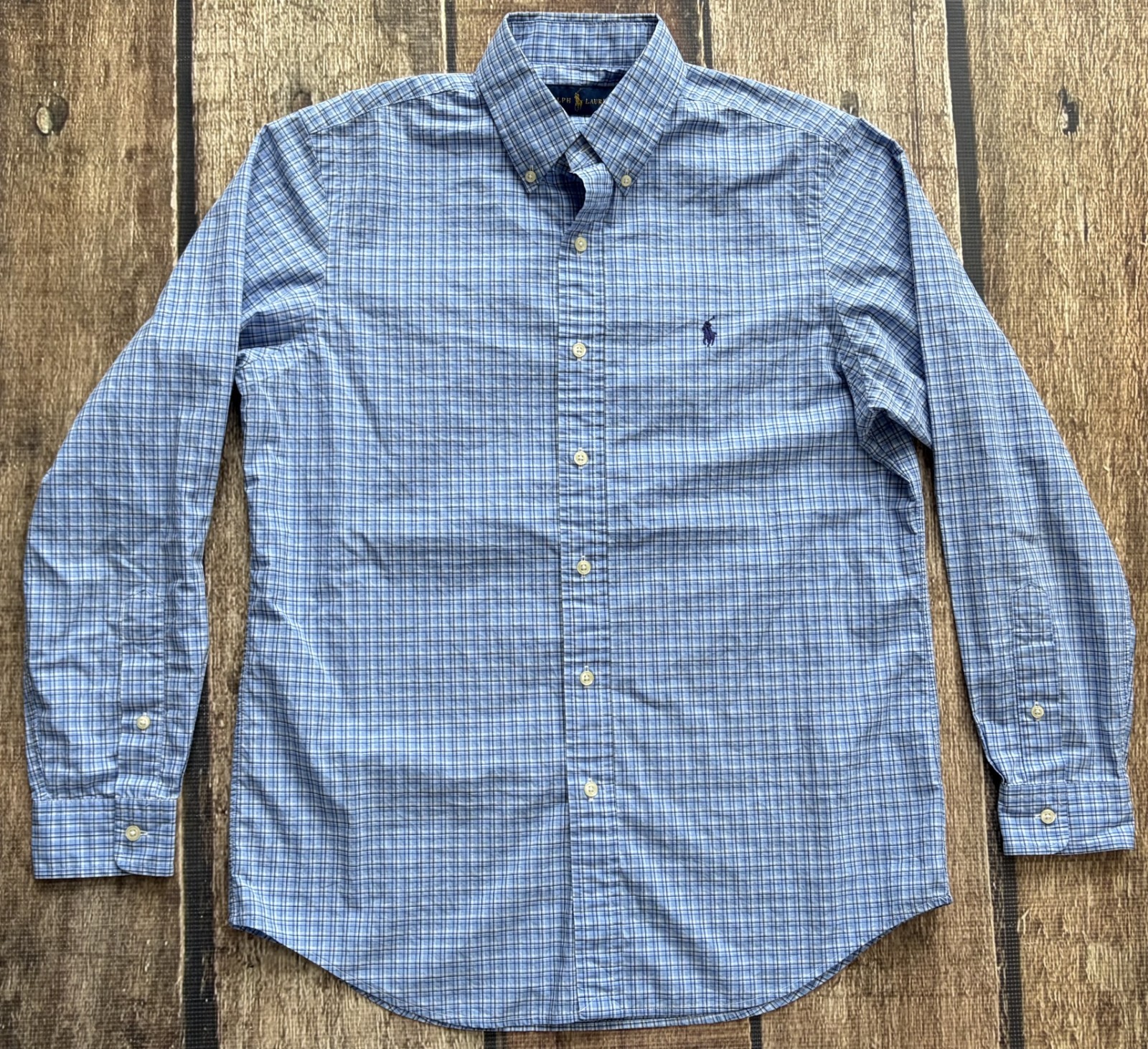 POLO RALPH LAUREN SPORT SHIRT BLUE MULTI MENS MEDIUM EXCELLENT CONDITION thumbnail 2