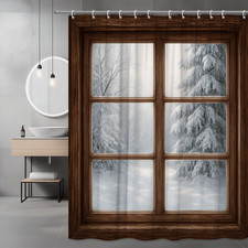 Winter Wonderland Shower Curtain - Snowy Trees Design