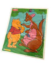 RARE VTG Playskool Winnie the POOH Kanga Roo 9 Pc Wood Puzzle Disney  Nice