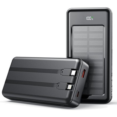 Solar Powerbank 27000mAh tragbar Schnellladen USB-C USB-A LED