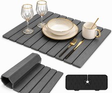 Stone Dish Drying Mat for Kitchen with Sink Splash Guard Counter, Foldable Quick