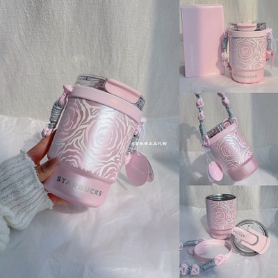 -Starbucks China 2026 Rose Garden 15oz Dual-Sip SS Tumbler w/Handle --PINK