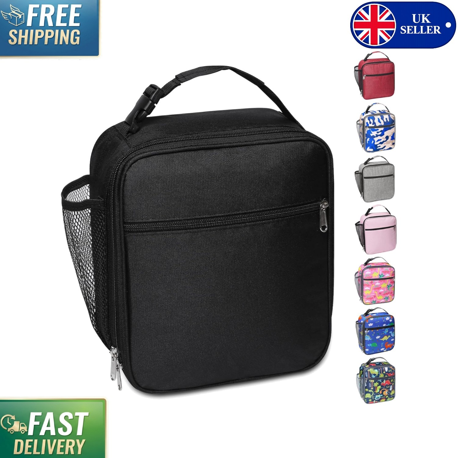 Durable Black Lunch Bag - Waterproof and Insulated for Work, School & Outdoors