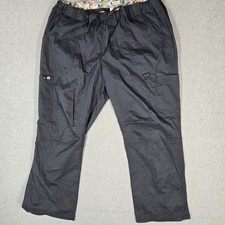 Koi Women Scrub Pants 2X REGULAR Gray Cargo Button PO WH93966 29.5" Inseam Logo