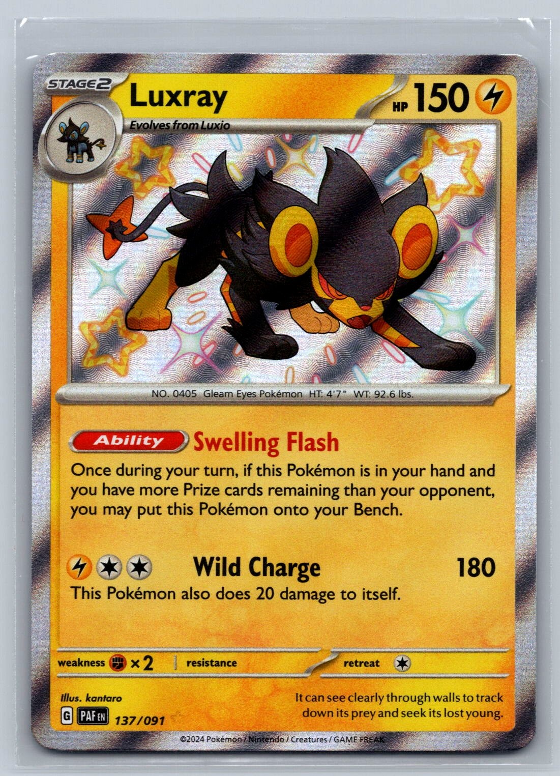 Luxray Shiny Rare SV: Paldean Fates 137/091 NM