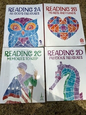 BJU Press Reading 2A , 2B, 2C, 2D Student 3rd Edition, 2nd Grade, 4 Books Set PB