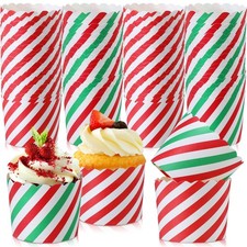 100 Pcs Christmas Cupcake Liners Bulk Red Green Baking Paper Cup Xmas Muffin ...