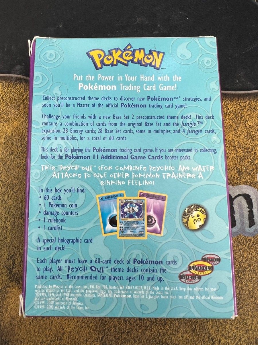Pokemon COMPLETE IN BOX Base Set 2 Psych Out Theme Deck! OPENED