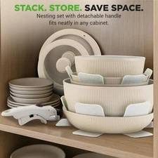 NUTRICHEF - 18-Piece Ceramic Cookware Set with Detachable Handles