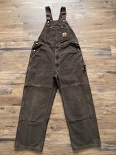 Carhartt R06 DKB Double Knee Bib Overalls Mens 36x30 Fits 36x28 Distressed