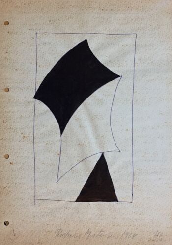 Mortensen Richard encre sur papier signée 1960 art abstrait Copenhague Bauhaus - 第 1/1 張圖片