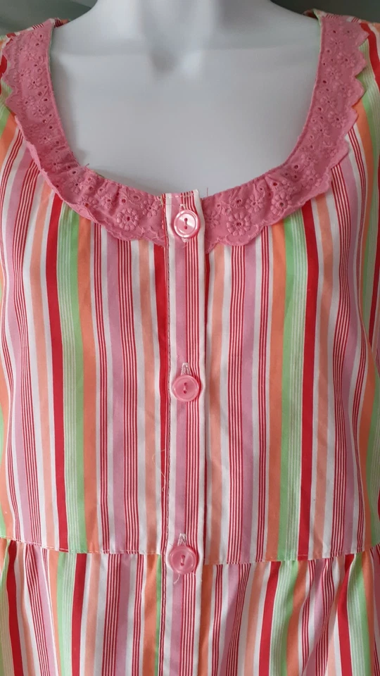 Camisón plumero rosa K rojo pantorrilla bolsillos sin mangas pequeño 34" BUSTO Foto 4 de 4