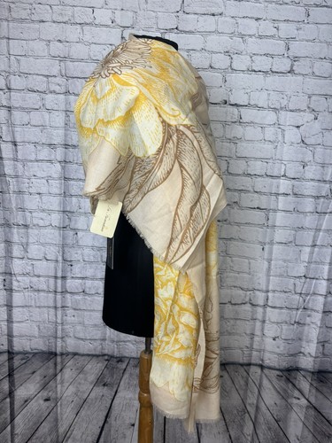 NWT $299 LA FIORENTINA CAMEL FLORAL WOOL SCARF 70"x27" *MUST HAVE* - Picture 8 of 10