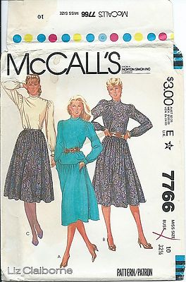 M 7766 sewing pattern Pleated SKIRT Trendy BLOUSE sew Liz Claiborne chic size 10