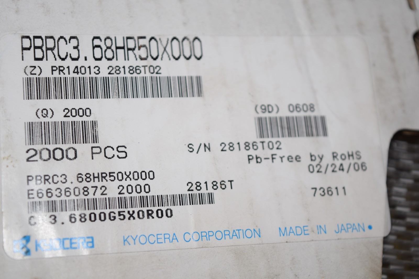 KYOCERA PBRC3.68HR50X000 Ceramic Resonator 3.68MHz ±0.5 New Lot