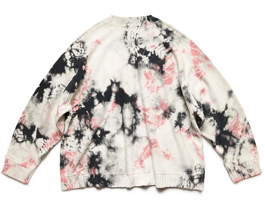 KAPITAL ASHBURY DYED 5G knit crew sweater black pink