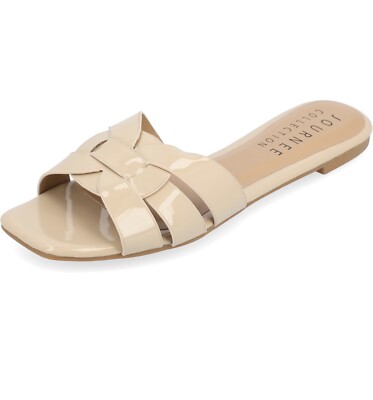 Journee Collection Women's Arrina Slip On Flat Sandals Shoes