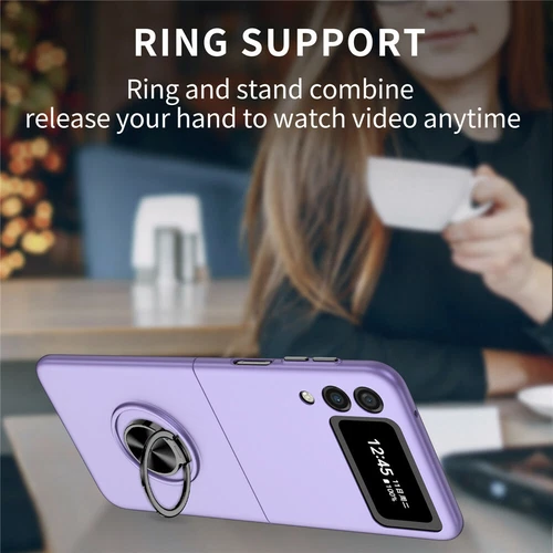 For-Samsung Galaxy Z Flip 4 3 5G Slim Matte Hard Case with Ring+Screen Protector - Picture 80 of 94