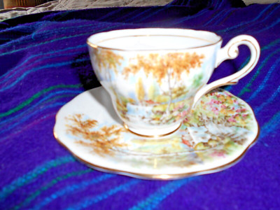 ROYAL STANDARD OLD MILL STREAM FINE BONE CHINA CUP/SAUCER SET