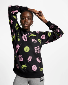 nike air allover logo print crew neck sweatshirt