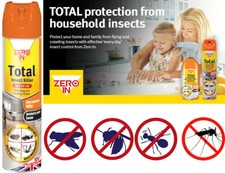 Zero In Total Flying Insect Killer Crawling Fast Contact Spray Indoor 300ml UK