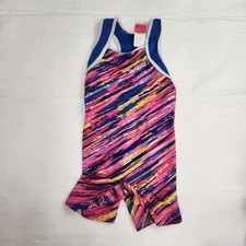 Future Star Gymnastics Leotard Shorts One Piece Racer Back Bodysuit Blue Pink S