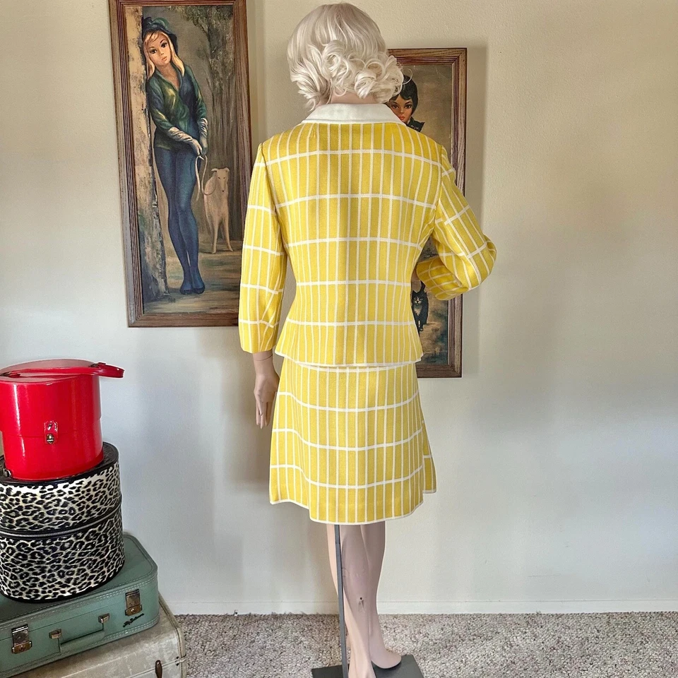 Traje Falda Barbarella Invasión Británica Vintage Años 60 Mod Colorblock M Foto 3 de 4