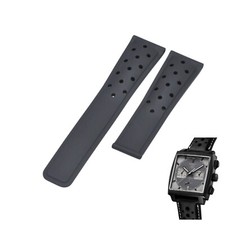 22mm Black Rubber Watch Strap For Tag Heuer Monaco CBL2181 FC6515