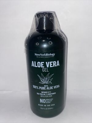 New York Biology Aloe Vera Gel - Tea Tree Oil Infused - 16.9 fl oz, Sunburn Hair