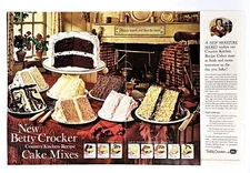 Betty Crocker cake mix ad original vintage 1960 double page print advertisement