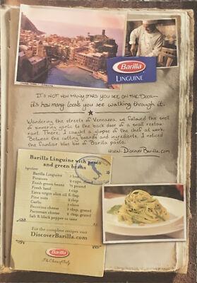 2008 Barilla Pasta PRINT AD Linguine w Pesto & Green Beans Recipe Vernazza 5x7 