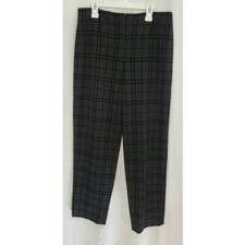 Talbots Stretch Fit Windowpane Black Plaid Pants Velvet Checks SlimFit Size 6