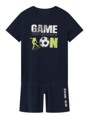 NAME IT kurzarm Pyjama Schlafanzug dunkelblau Fußball Größe 86/92 bis 158/164