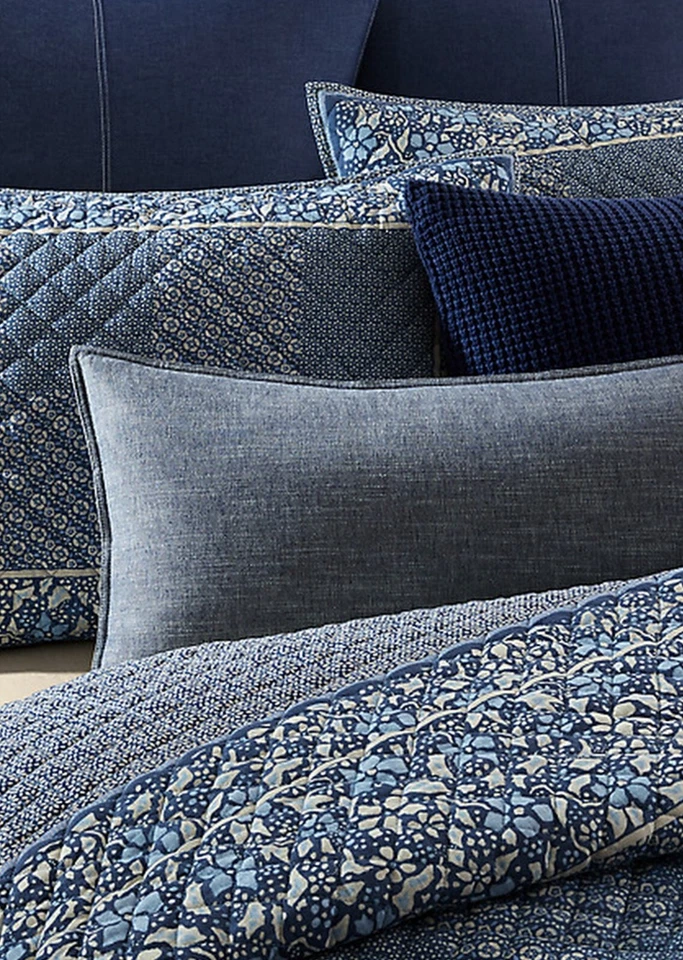 Ralph Lauren Penwood Indigo 多拼布被子 Twin 70"x 90" MSRP 180 美元 — 第 3/4 张图片