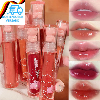 6Pcs Bear Lip Glaze Flüssig-Lippenstift Cute Bear Lipgloss Moisturizing Lip Stai