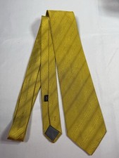 Charvet Classic Silk Neck Tie Mustard Yellow Gold Made in France Fine Stripes