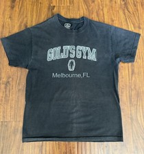 Vintage 90s Gold  s Gym - Melbourne, FL T-Shirt Sz. M Black Front/Back Nice Fade