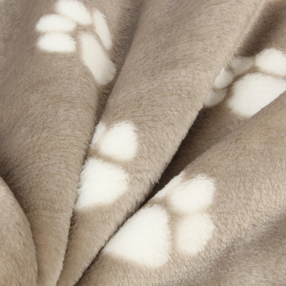 Stoff Meterware Pfotenabdruck Fleece braun weich waschbar bis 30° - Bild 4 von 4