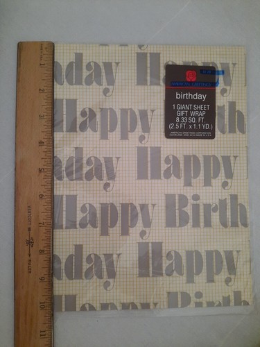 80's Vintage Unisex Industrial Tech Theme Gift Wrap ~ Happy Birthday ~ NIP - Picture 6 of 8
