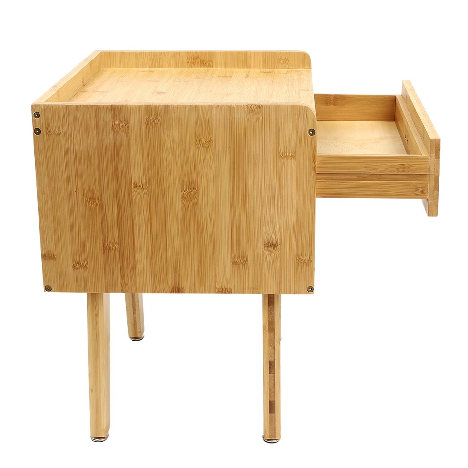 Bamboo Nightstand W/ Drawer End Side Table End Table for Bedroom Living