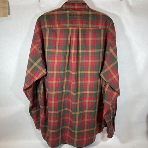 ⚡️Tommy Hilfiger Button Up Shirt Adult Large Red Green Plaid Men’s Long Sleeve - Picture 2 of 9