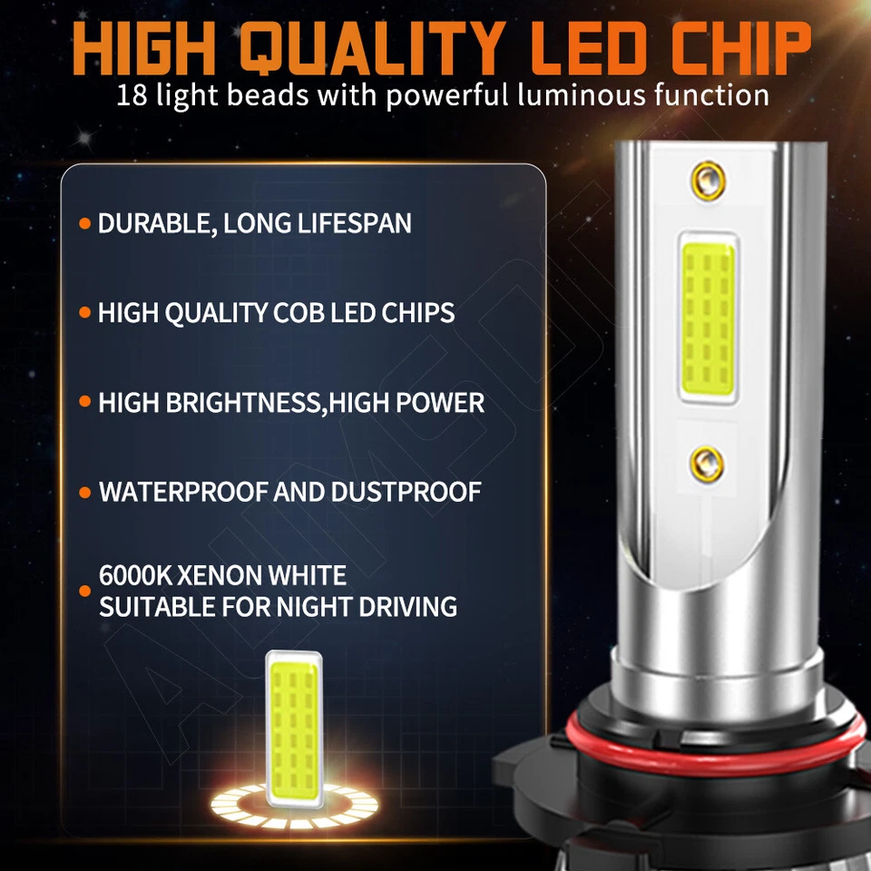 9005+9006 Kit Faros LED Combo Bombillas Alta+Baja 72000lm 10000k 200W 4 PIEZAS Foto 4 de 4