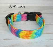 Neon Tie Dye Terri's Dog Collar handmade Adjustable fabric pink blue green orang