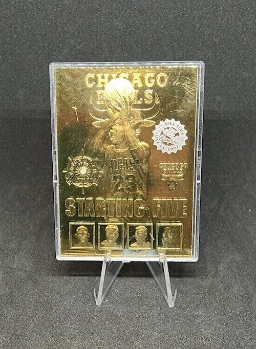 1997 Chicago Bulls Starting Five 23KT Gold Limited Edition Card 1997/COA